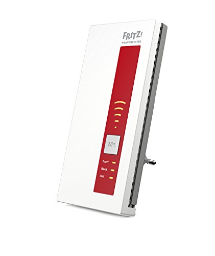 AVM FRITZ!WLAN Repeater 1750E International Rojo, Blanco - Repetidor (2.4/5 GHz, Inalámbrico, WEP,WPA,WPA2,WPS, IPv6, Rojo, Blanco, 230 V)