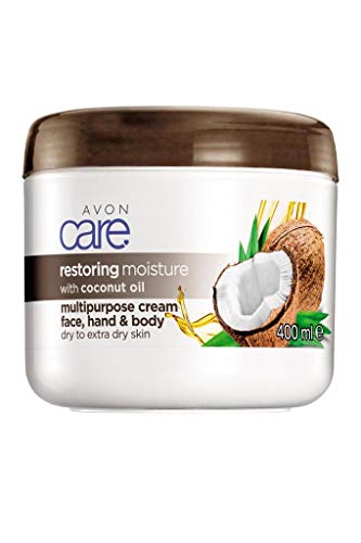 Avon Care Restauración de la humedad con aceite de coco – Crema multiusos para cara, manos y cuerpo, 400 ml