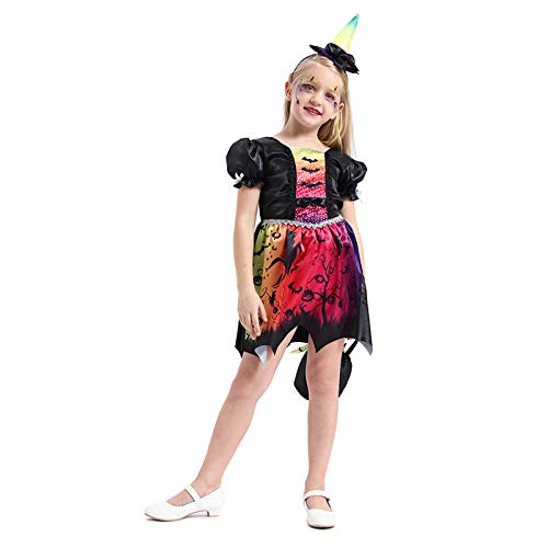 Avsvcb Cosplay Disfraz de Navidad para niños Bruja Vestido de Princesa Halloween Novedad Regalo Maquillaje Baile Fiesta espectáculo pequeña Bruja Demonio Disfraz