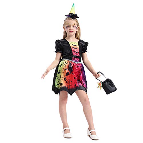 Avsvcb Cosplay Disfraz de Navidad para niños Bruja Vestido de Princesa Halloween Novedad Regalo Maquillaje Baile Fiesta espectáculo pequeña Bruja Demonio Disfraz