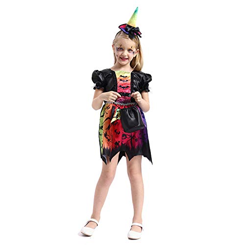 Avsvcb Cosplay Disfraz de Navidad para niños Bruja Vestido de Princesa Halloween Novedad Regalo Maquillaje Baile Fiesta espectáculo pequeña Bruja Demonio Disfraz