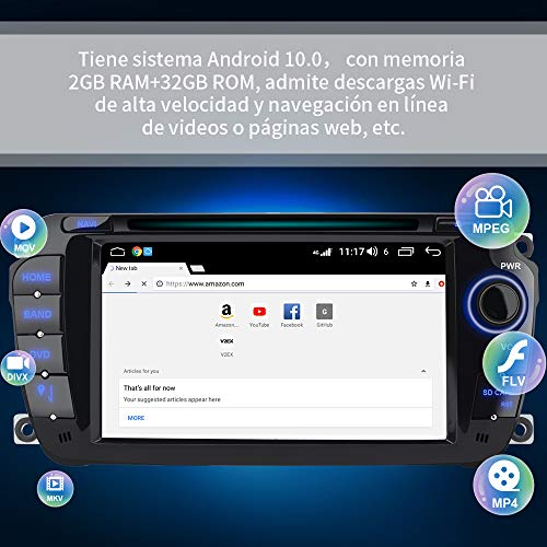 AWESAFE [Android 10.0 2GB+32GB] Radio Coche para Seat Ibiza 2009-2013, Autoradio de 7 Pulgadas con Pantalla Táctil 2 DIN de Seat Ibiza