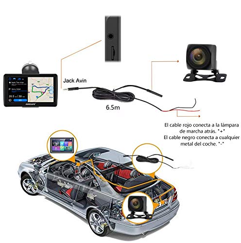 AWESAFE Navegador GPS para Coches con cámara Trasera de 7 Pulgadas con Bluetooth, con Mapas Últimos y Actualizaciones de por Vida