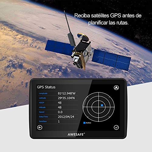 AWESAFE Navegador GPS para Coches de 7 Pulgadas con Bluetooth con 22 Tipos PDIs y Planificaciones Inteligentes de Rutas (con Mapas Recientes y Actualizaciones de por Vida)