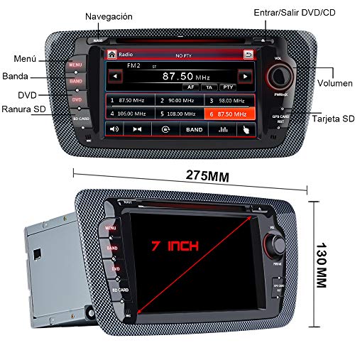 AWESAFE Radio Coche 7 Pulgadas con Pantalla Táctil 2 DIN para VW Seat Ibiza 2009–2013, Autoradio con Bluetooth/GPS/FM/RDS/CD DVD/USB/SD, Apoyo Mandos Volante, Mirrorlink y Aparcacimiento