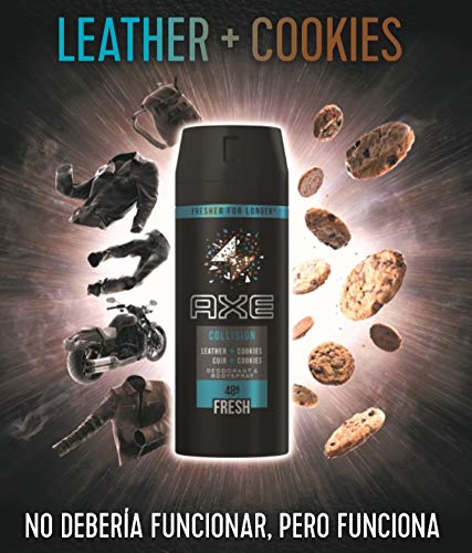 Axe Collision Bodyspray Desodorante Leather & Cookies para hombre - Pack de 6 x 150 ml (Total: 900 ml)