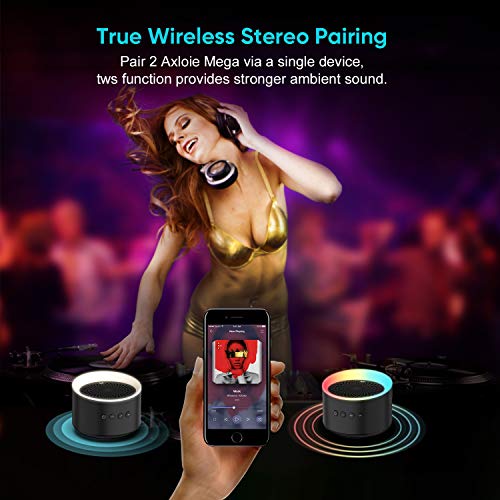 Axloie Altavoz Bluetooth Portátil 5.0 Altavoz Inalámbrico con Graves Profundos Sonido Estéreo 10H de Reproducción Tarjeta TF/AUX Micrófono Incorporado para Viajes Fiesta Casa (Negro)