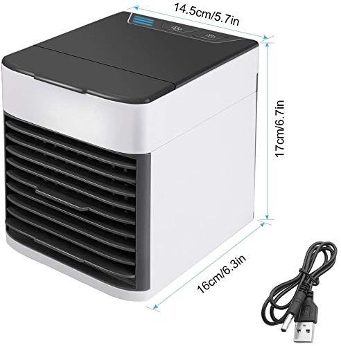 azorex Mini Enfriador Portátil USB Aire Acondicionado Climatizador con 3 en 1 Ventilador Purificador Humidificador Ajustable para Oficina Dormitorio