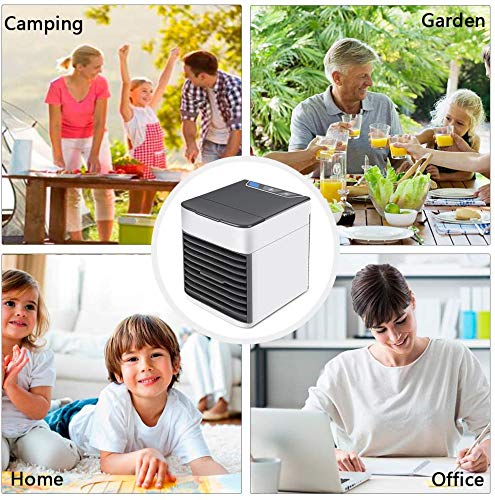 azorex Mini Enfriador Portátil USB Aire Acondicionado Climatizador con 3 en 1 Ventilador Purificador Humidificador Ajustable para Oficina Dormitorio