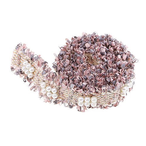 B Blesiya 1 Yarda Precioso Encaje para Coser Decorativo Encaje de Costura Accesorios y Manualidades - Rosa Gris