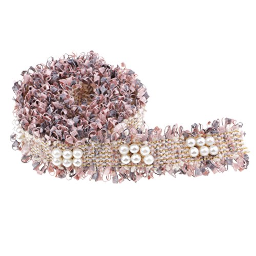 B Blesiya 1 Yarda Precioso Encaje para Coser Decorativo Encaje de Costura Accesorios y Manualidades - Rosa Gris