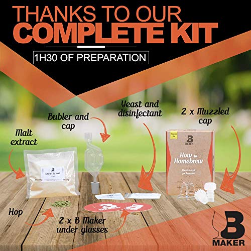 B Maker • Kit de Cerveza Artesanal • Idea para Regalo Hombre Mujer • Especial DEBUTANTES, PREPARACIÓN EN 1H30 • Haga su Cerveza Fácilmente en Casa • Cerveza Belga • 1.5 litros