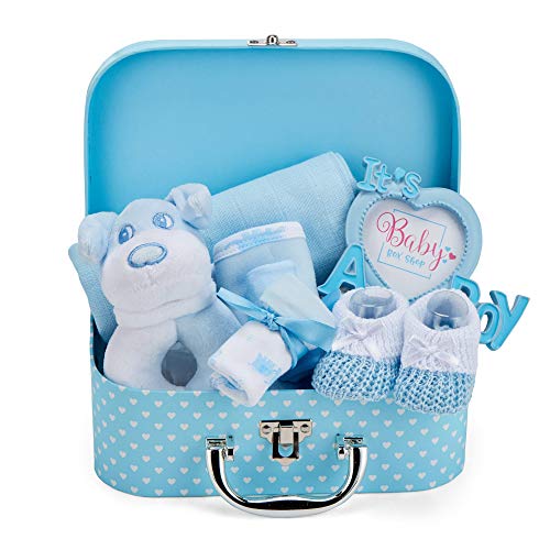 Set de regalos para baby shower para niños: kit de cesta para recién  nacidos, 9 piezas con manta de bebé y babero de sonajero y más, esenciales  únicos