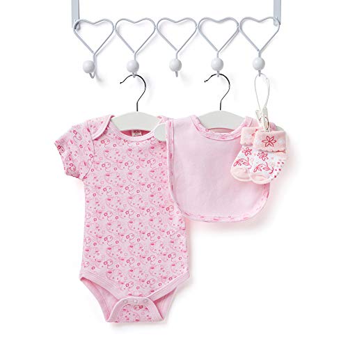 Baby Box Shop - Cesta regalo bebé niña con ropa de bebé - Artículos esenciales para niñas recién nacidas - Manta de bebé - Doudou y sonajero de unicornio rosa