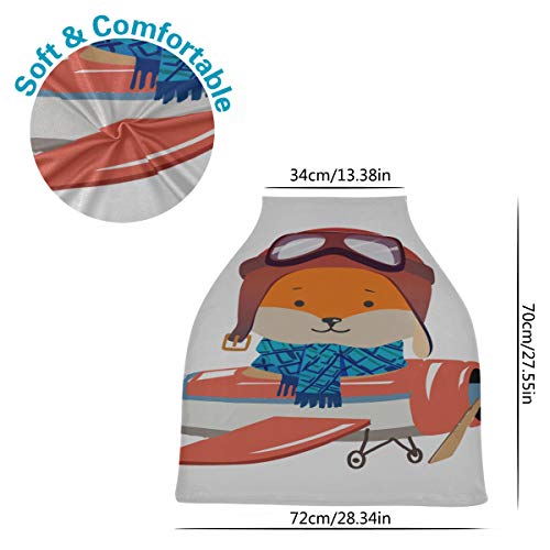 Baby Boy Fundas para asientos de automóvil Cute Cartoon Fox Pilot Fly Airplane Toddler Shopping Cart Cover Baby Car Canopy Boy Baby Shopping Cart Cover Girl Protege a bebés y madres lactantes Regalo