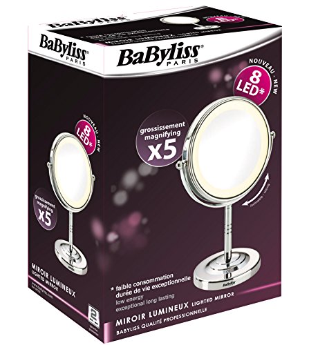 BaByliss 8435E - Espejo con diámetro de 11 cm, aumento 5x