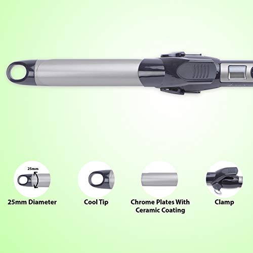 BaByliss I Pro Curler C525E - Rizador de pelo cerámico, 25 mm, pantalla LCD, punta fría, cable giratorio, color negro
