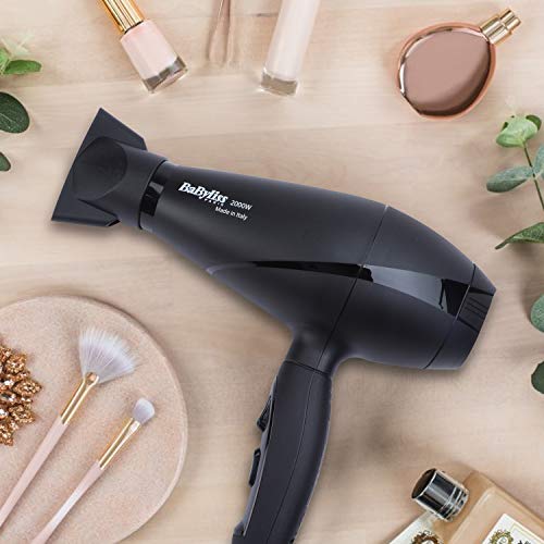 BaByliss Le Pro Light 6604E - Secador de pelo 2000 W, motor profesional AC, 2 velocidades, 3 temperaturas, más ligero, concentrador de 6 mm