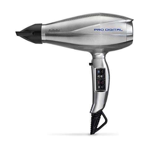 BaByliss Pro Digital 6000E - Secador de pelo profesional, motor digital, 2300 W, iónico, secado ultra rápido 208 km/h, temperatura constante 70º, incluye difusor y dos concentradores