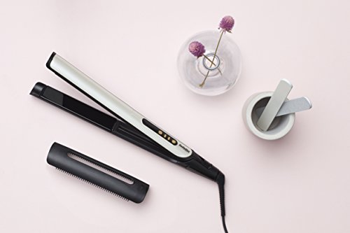 BaByliss ST455E Plancha de pelo con sensor digital, con función iónica para liso, color oro blanco