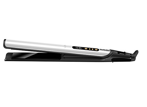 BaByliss ST455E Plancha de pelo con sensor digital, con función iónica para liso, color oro blanco
