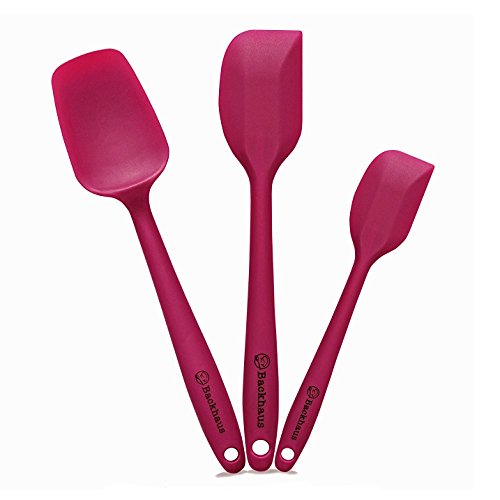 BACKHAUS Espátulas de silicona antiadherente - Utensilios de Concina sin BPA con núcleo fuerte de acero inoxidable (Rojo)