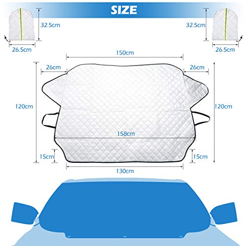 BACKTURE Protector Parabrisas Coche, Talla Grande Protector para Coche con imán, Cubierta de Parabrisas Coche Universal Protege de Antihielo, Nieve, Hielo, Lluvia, UV (158 * 120cm)