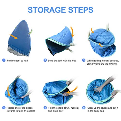 BACKTURE Tienda de Playa, Anti-UV Protección Solar Pop Up Tienda de Campaña para 2-3 Personas, Tienda Instantánea Resistente al Agua y Duradera con Puerta Cremallera para Parque Acampar Al Aire Libre