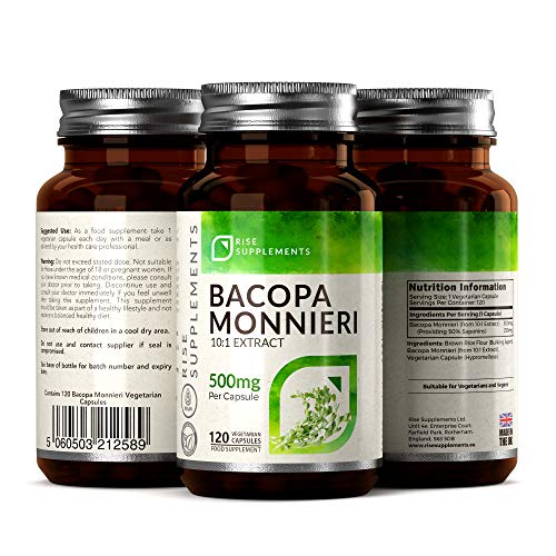 Bacopa Monnieri Cápsulas - 500 mg | Para Ayudar en el Aprendizaje y la Memoria | 120 Cápsulas Vegetarianas | SUMINISTRO DE HASTA 3 MESES