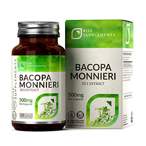 Bacopa Monnieri Cápsulas - 500 mg | Para Ayudar en el Aprendizaje y la Memoria | 120 Cápsulas Vegetarianas | SUMINISTRO DE HASTA 3 MESES