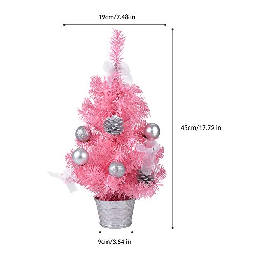 Bageek Mini Rosa Árbol de Navidad 17.7in Árbol de Navidad Creativo Artificial Miniatura Árbol de Navidad Ornamento de Mesa