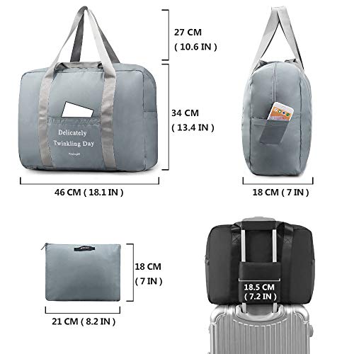 BAGZY Plegable Bolso de Viaje Bolsa de Mujere Hombre Gimnasio Bolsa Deportiva Mano de Viaje Cabina de Equipaje Bolso Holdall Bolsa Fines de Semana Organizador de Viajes Bolsa de Mami Tocador Gris