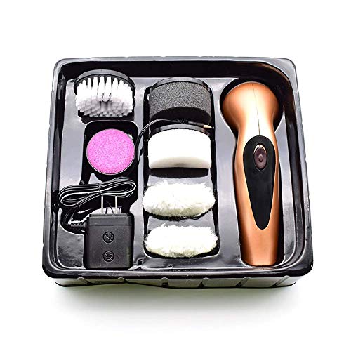 Baibao Pulidor de Zapatos portátil, máquina pulidora eléctrica Limpiador del Polvo/Pulido/Eliminar la Piel Muerta de los pies-Recargable, 6 Cabezas de Cepillo portátil (Color: Rojo)