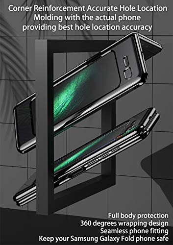 BaiFu Estuche de teléfono con Todo Incluido Altamente Transparente para Samsung Galaxy Fold Funda Cubierta Carcasa Protectora Ultrafina Case para Samsung Galaxy Fold/Galaxy Fold 5G-Oro