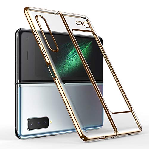 BaiFu Estuche de teléfono con Todo Incluido Altamente Transparente para Samsung Galaxy Fold Funda Cubierta Carcasa Protectora Ultrafina Case para Samsung Galaxy Fold/Galaxy Fold 5G-Oro