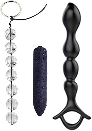 Baisihua Principiantes Bala Masaje de Silicona Enchufe Conjunto de Placer de la Bola de Cristal para Pareja Amal Plug Trainer Kit (Paquete de 3)