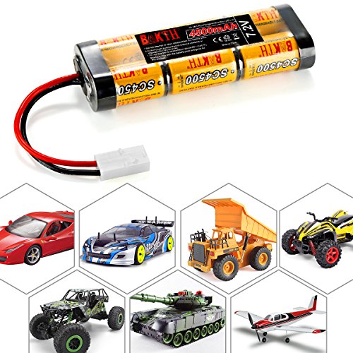 BAKTH 7.2V 4500mAh NiMH RC Paquete de Carreras de baterías con tapón Tamiya para Modelos de Coches, Aviones, Robots (Juguetes), batería de Alto Rendimiento RC + Posavasos como Regalo