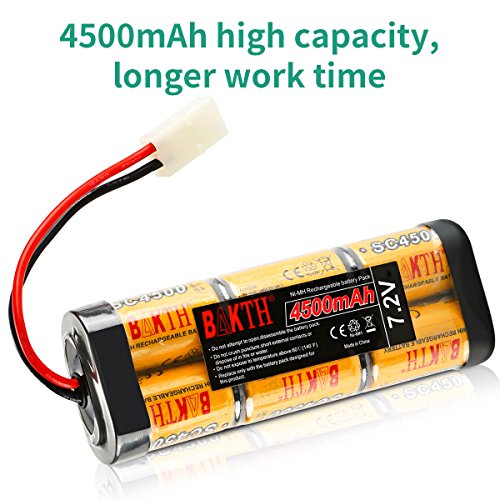 BAKTH 7.2V 4500mAh NiMH RC Paquete de Carreras de baterías con tapón Tamiya para Modelos de Coches, Aviones, Robots (Juguetes), batería de Alto Rendimiento RC + Posavasos como Regalo