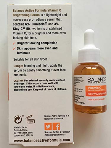 Balance Cosmetics - Suero revitalizador, fórmula activa con vitamina C, 30 ml