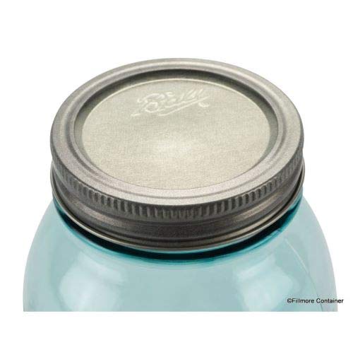 Ball Mason Jars - Tarros de cristal de color azul agua con boca regular de 946 ml, paquete de 4 con libro de recetas (idioma español no garantizado)