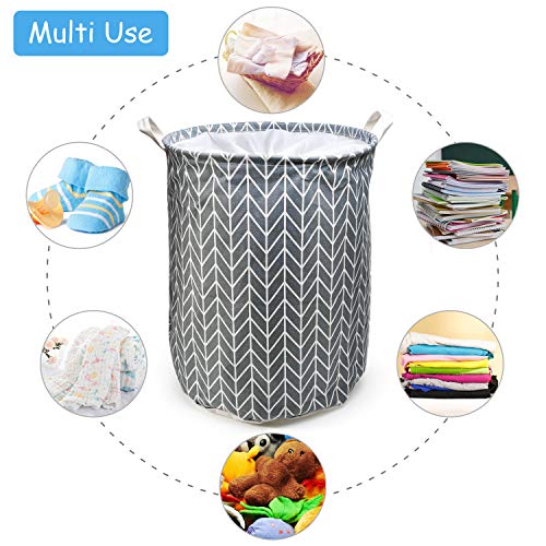 Ballery Cesto para la Ropa, Cesto para Guardar Ropa Sucia Plegable, Cesta Redonda de Almacenamiento de lavandería, Algodón, Gris Estrella
