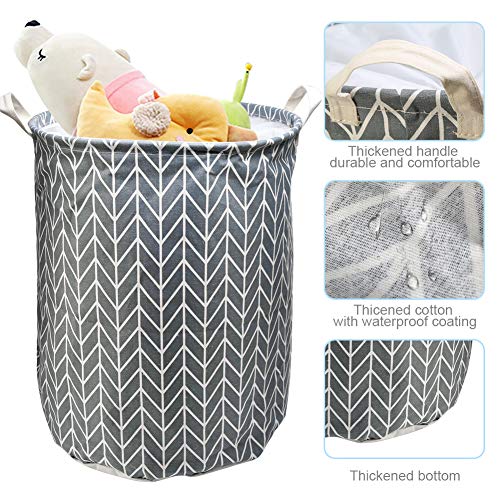 Ballery Cesto para la Ropa, Cesto para Guardar Ropa Sucia Plegable, Cesta Redonda de Almacenamiento de lavandería, Algodón, Gris Estrella