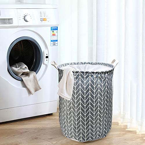 Ballery Cesto para la Ropa, Cesto para Guardar Ropa Sucia Plegable, Cesta Redonda de Almacenamiento de lavandería, Algodón, Gris Estrella