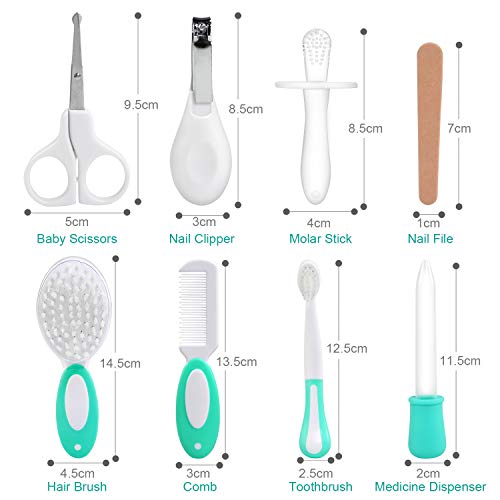 Ballery Set para Cuidado del Bebé, Bebé Kit de Cuidado Diario Bebé Cortauñas Conjunto 8 en 1Bebé Kit de Aseo Profundo Cuidado con Limas de uñas y Otros Accesorios para Viaje y el Uso Diario
