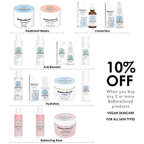 Bálsamo-B multifunción de BeBarefaced – Bálsamo 99% vegano y natural para los labios, rostro, manos, cuerpo y cutículas de las uñas. Humectante libre de fragancias para una piel seca y sensible