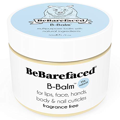 Bálsamo-B multifunción de BeBarefaced – Bálsamo 99% vegano y natural para los labios, rostro, manos, cuerpo y cutículas de las uñas. Humectante libre de fragancias para una piel seca y sensible