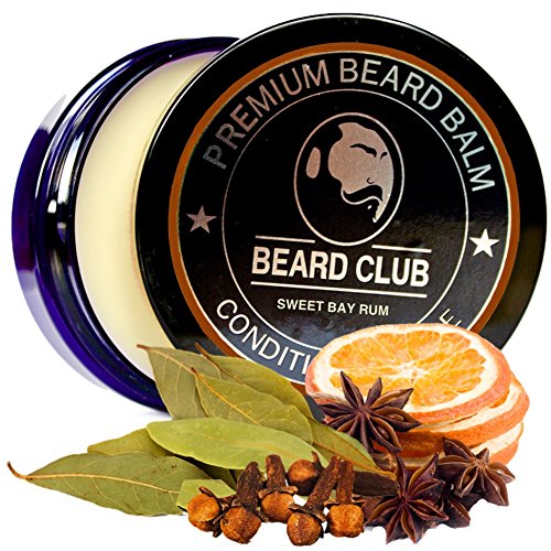 Bálsamo Barba Premium | Sweet Bay Rum | Beard Club | Los Mejores Barba de Loción Suavizante| Naturales y Orgánicos | Excelente Para el Cuidado del Cabello y el Crecimiento
