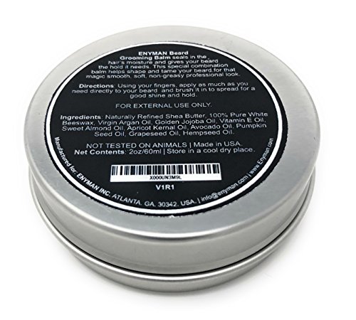 Bálsamo de barba con aceite de argán Aceite de cáñamo, manteca y abejas Cera - Estilos, fortalece y suaviza Barbas y bigotes - Mejor cera para el cabello y el bigote faciales Natural y orgánico-2oz