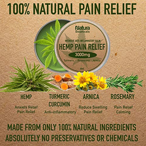 Bálsamo de cáñamo - Alivia el Dolor Naturalmente, 3000 mg de Cáñamo, Romero, Extracto de Cúrcuma y Árnica, Antiinflamatorio para Articulaciones y Músculos, Cáñamo de Acción Rápida, 60 ml
