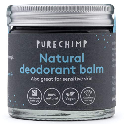 Bálsamo Desodorante Natural 60 ml de PureChimp - Cristal Reciclable – Carbón Activado - Vegano – Libre de Alcohol y Aceite de Palma Para Piel Sensible (60ml)